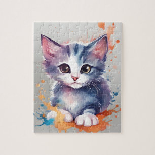 Puzzle Chat d'aquarelle de couleur