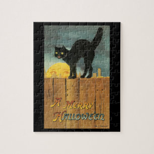 Puzzle Chat de Halloween joyeux vintage par Ellen Clapsad