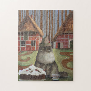 Puzzle Chat de la Forêt-Noire allemande avec gâteau