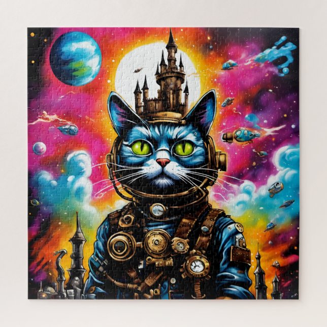 Puzzle Chat de l'espace Steampunk II (Vertical)