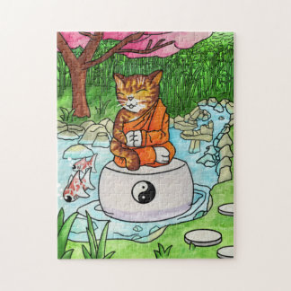 Puzzle Chat de méditation Bouddhiste Tabby