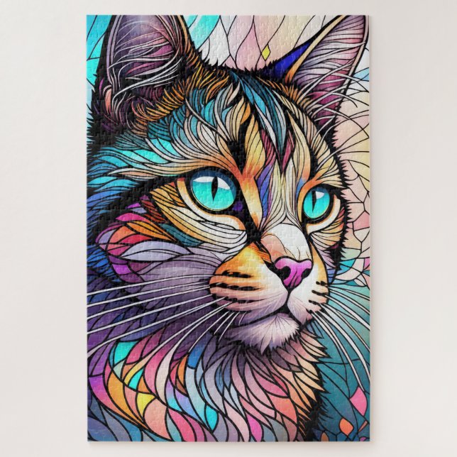 Puzzle Chat de style Verre verni aquarelle (Vertical)