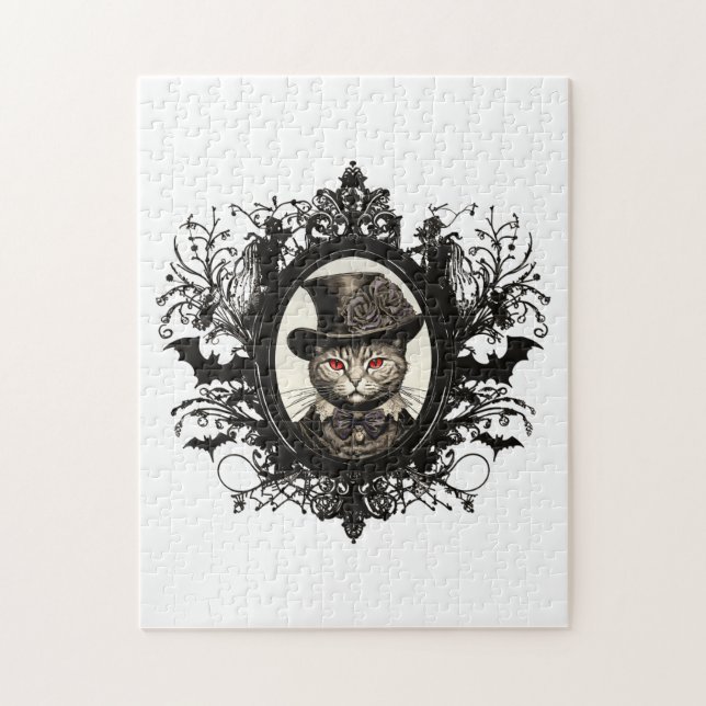 Puzzle Chat d'Halloween, Chat Vampire, crocs (Vertical)