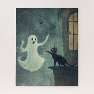 Puzzle Chat d'Halloween et fantôme