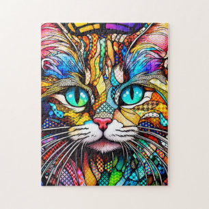 Puzzle Chat en verre à plusieurs couleurs 710
