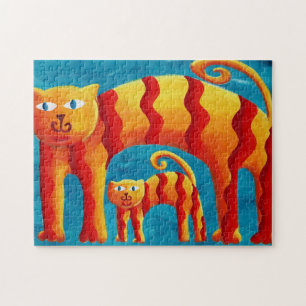 Puzzle Chat et chaton courbés colorés et fantaisistes mod