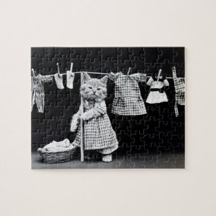 Puzzle Chat Funny Jour de blanchisserie