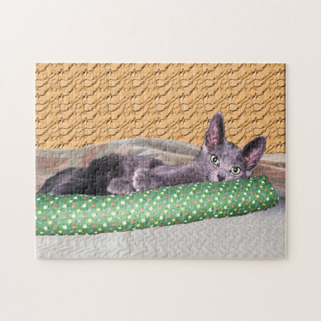 Puzzle - Chat gris avec jouet (Horizontal)