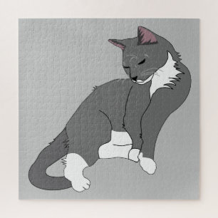 Puzzle Chat gris et blanc Tuxedo