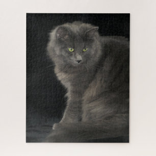 Puzzle Chat gris Long Cheveux Russe Bleu Kitty Kitten Mig