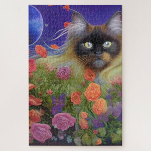 Puzzle Chat himalayen en fleurs