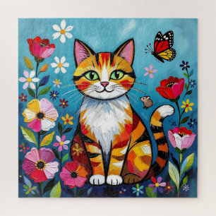 Puzzle Chat Impasto, Fleurs & Papillon Anniversaire