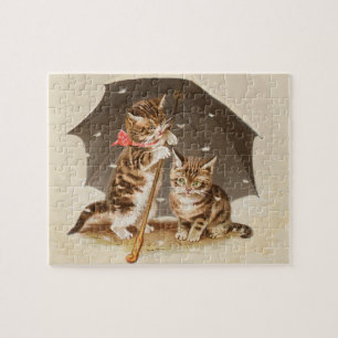 Puzzle Chat Kitten chaton antique vintage jolie mignonne