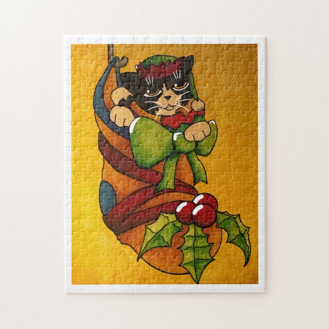 Puzzle Chat Kitty Chat de Noël v1 (Vertical)
