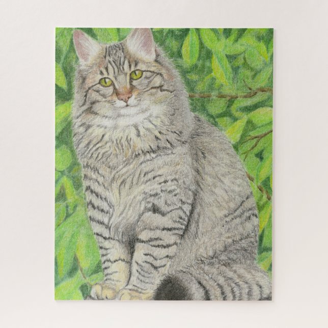 Puzzle Chat Longhair Tabby (Vertical)