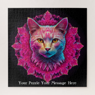 Puzzle Chat Mandala Néon Rose