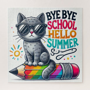 Puzzle Chat mignon sur l'illustration crayon célébrant l'