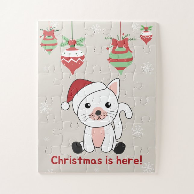 Puzzle Chat Noël Neige Hiver Animaux Chats Jigsaw Puzz (Vertical)