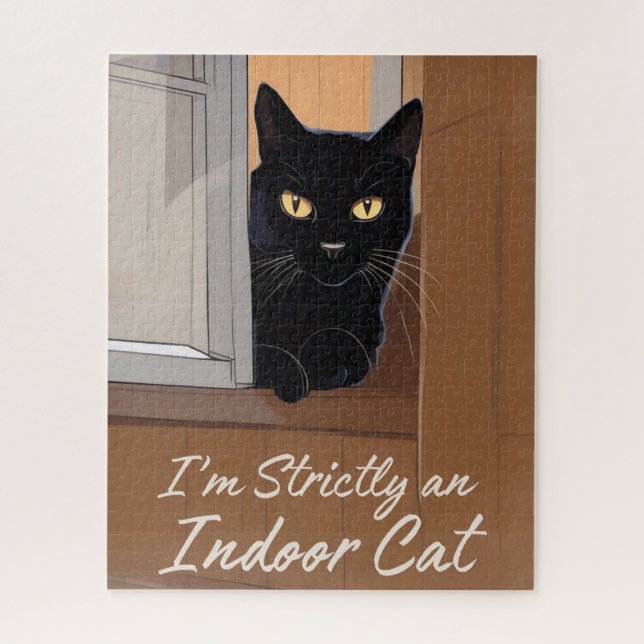 Puzzle Chat noir à la fenêtre (Vertical)