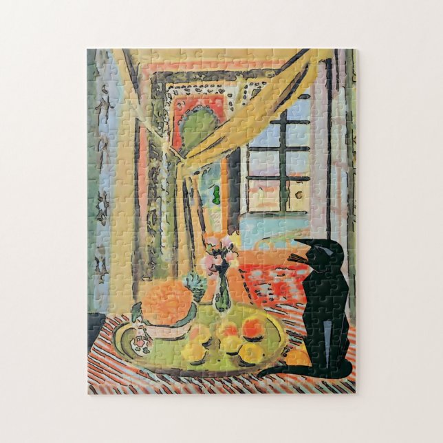 Puzzle Chat noir avec ananas (Vertical)