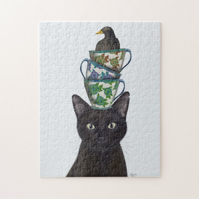 Puzzle Chat noir avec Teups et Blackbird (Vertical)