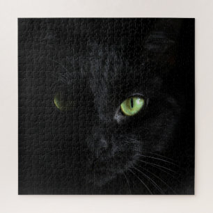Puzzle Chat noir avec yeux verts