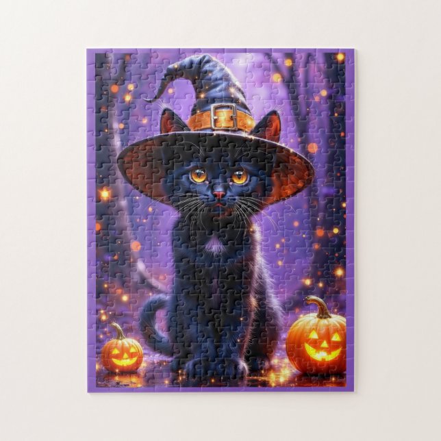Puzzle Chat noir de cuisine d'Halloween (Vertical)
