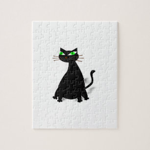 Puzzle Chat noir gras aux yeux verts