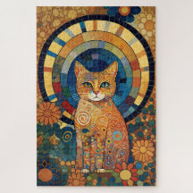Chat Opalescent en Mosaïque style roman