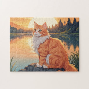 Puzzle Chat orange et blanc