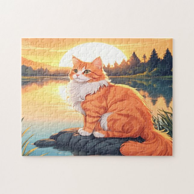 Puzzle Chat orange et blanc (Horizontal)