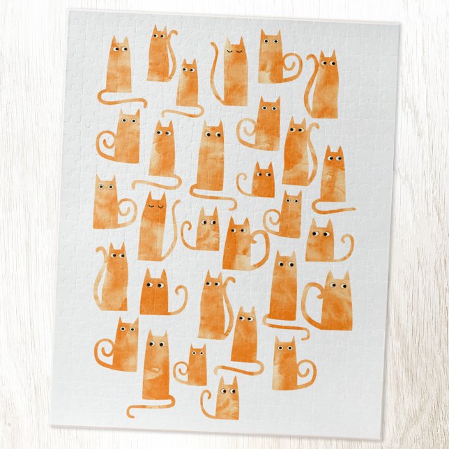 Puzzle Chat orange mignon (Fun orange ginger watercolor cat jigsaw puzzle)