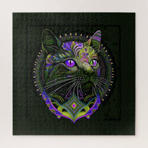 Puzzle Chat psychédélique Bombay en violet