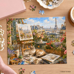 Puzzle Chat sur un balcon parisien 