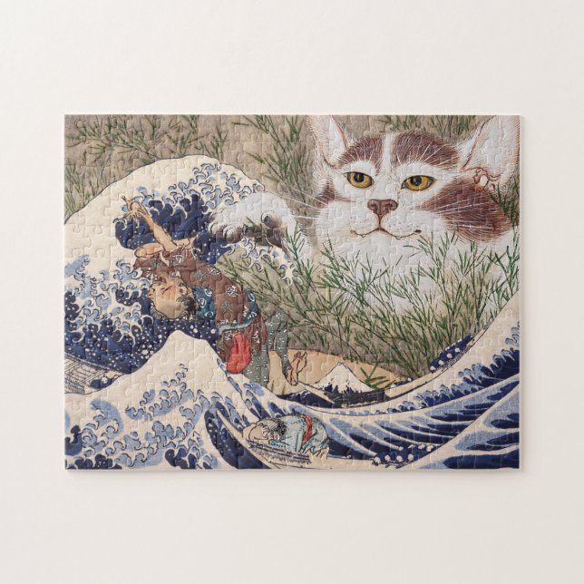Puzzle Chat surnaturel à la grande vague (Horizontal)