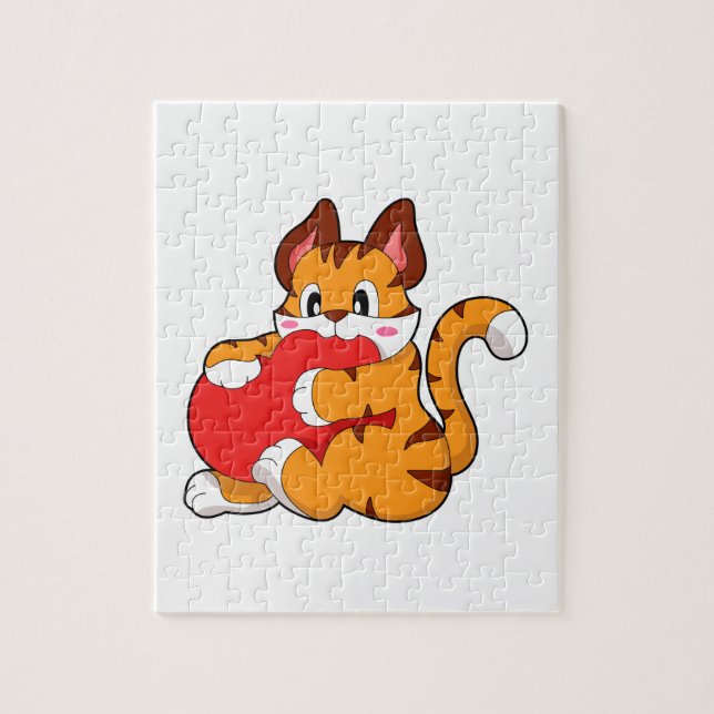 Puzzle Chat tigre à l'amour avec coeur.PNG (Vertical)