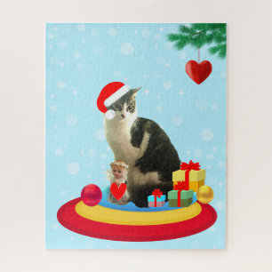 Puzzle Chat tigré de Noël et ange