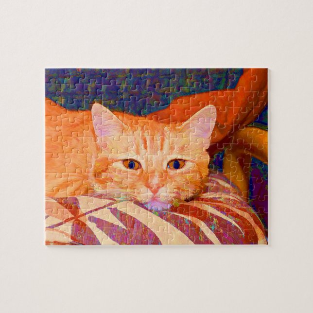 Puzzle Chat tigré orange mignon drôle (Horizontal)