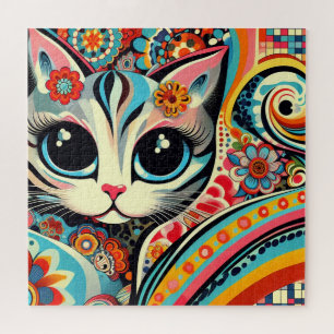 Puzzle Chat Whimsical Art Folk Mexicain Style Talavera