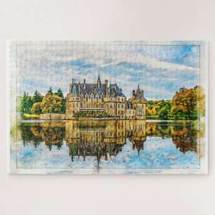 Puzzle Château dans le reflet de l'automne. France.