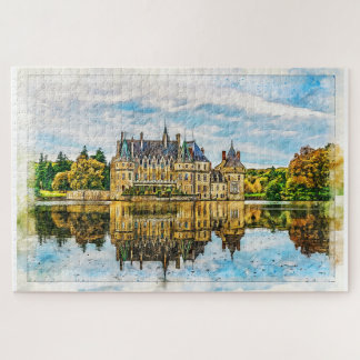 Puzzle Château dans le reflet de l'automne. France.