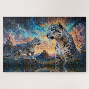 Puzzle Château de Leopard de Neige Levée de soleil réflex