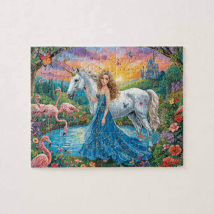Puzzle Château de princesse licorne fantastique Art flami