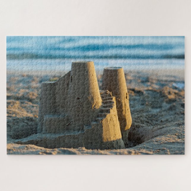 Puzzle Château De Sable Simple Sur La Plage Ensoleillée É (Horizontal)