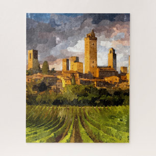 Puzzle Château de Toscane coloré Aquarelle Peinture d'a