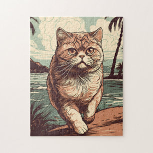 Puzzle Chateau exotique Shorthair sur une plage tropicale
