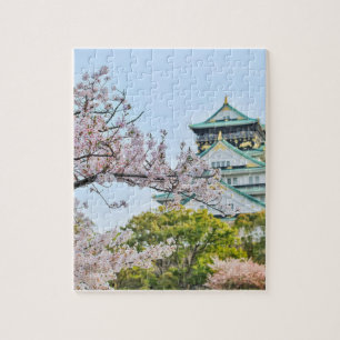 Puzzle Château Himeji avec fleurs de cerisiers
