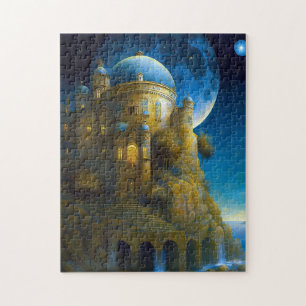 Puzzle Château Imaginaire Lune Paysage