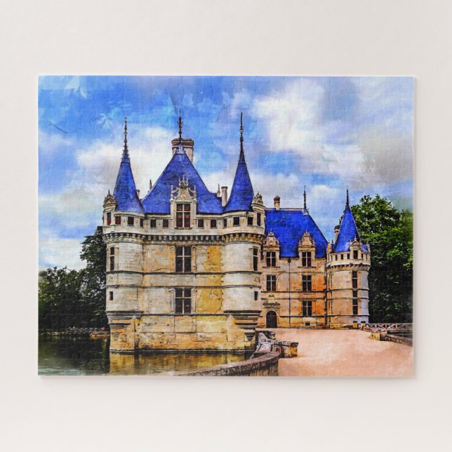 Puzzle Château médiéval Azay le Rideau, France. (Horizontal)