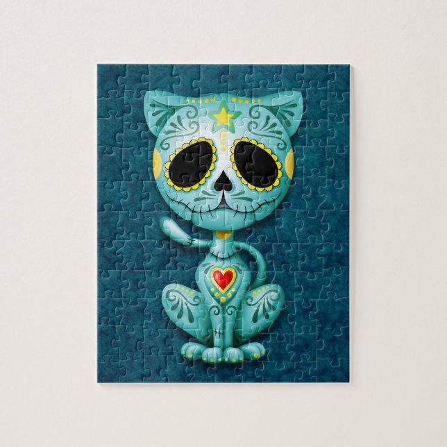 Puzzle Chaton de sucre de zombi, bleu (Vertical)